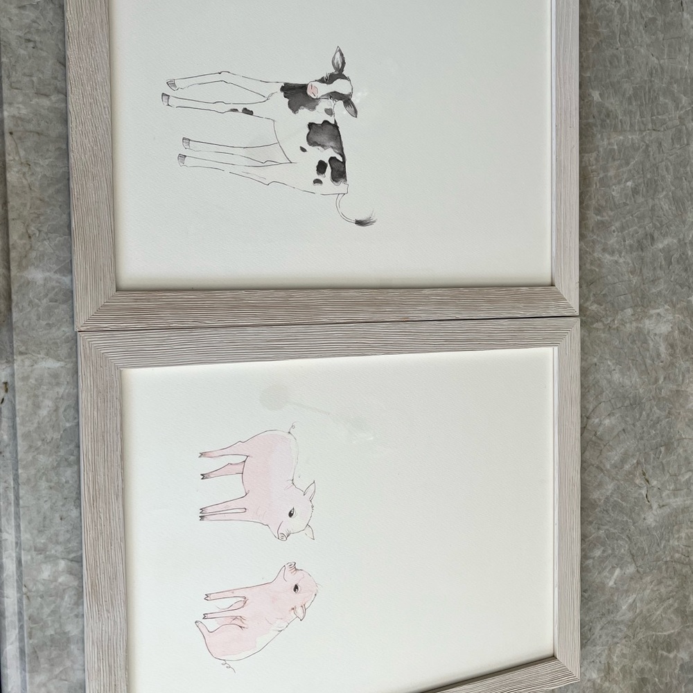 Restoration Hardware wall decor baby animal water colors RH baby and child
